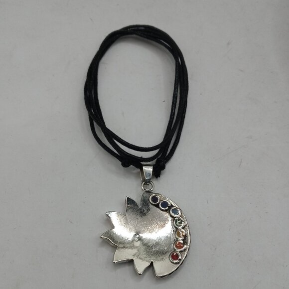 Peruvian Handmade Sun Moon Alpaca Natural Stone Necklace - Picture 6 of 7